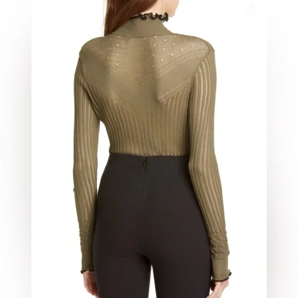 Rag & Bone Green Crochet Lace Long Sleeve Mock Neck - Picture 2 of 7